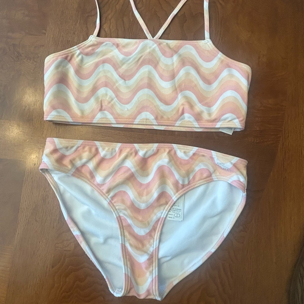 abercrombie kids Pink and White Wave Print Two-Piece Bikini